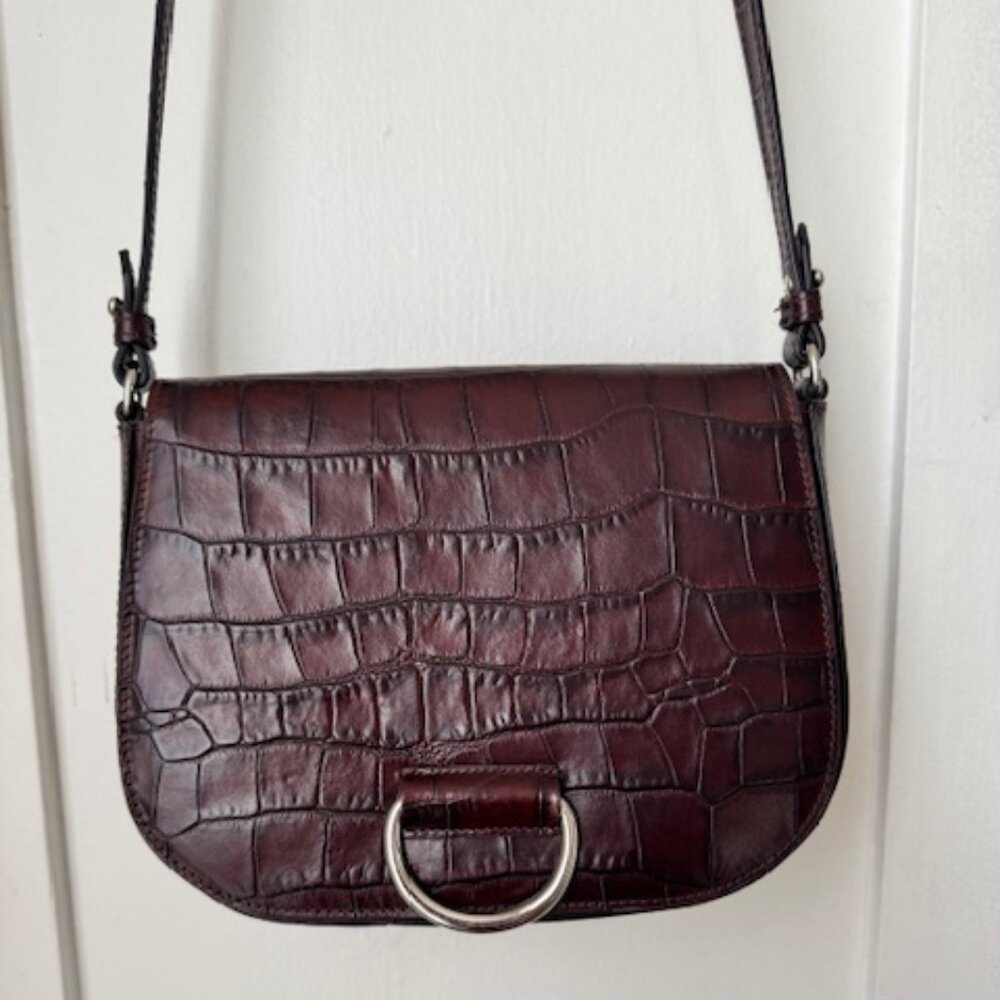 *gently used* Little Liffner Embossed Brown Embossed Croc Crossbody